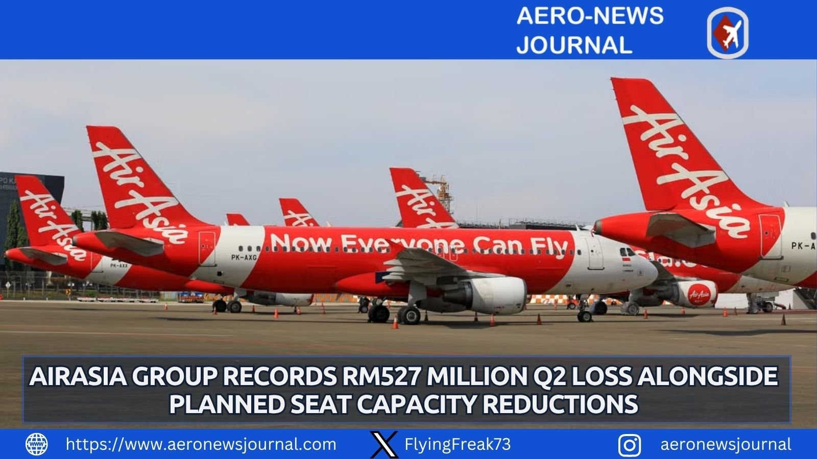 AirAsia posts RM527m Q2 loss amid fuel surge and plans up to 25% seat capacity cuts in Q3.