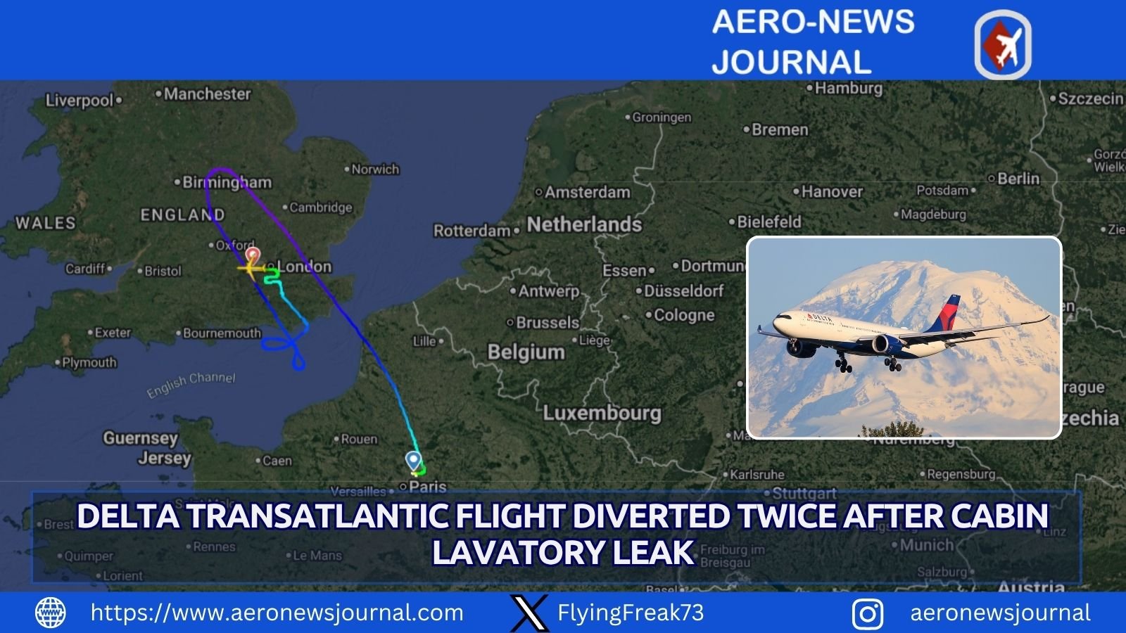 Lavatory leak forces Delta DL81 from Paris to divert to London then JFK, delaying Seattle arrival by nine hours after cabin issues.