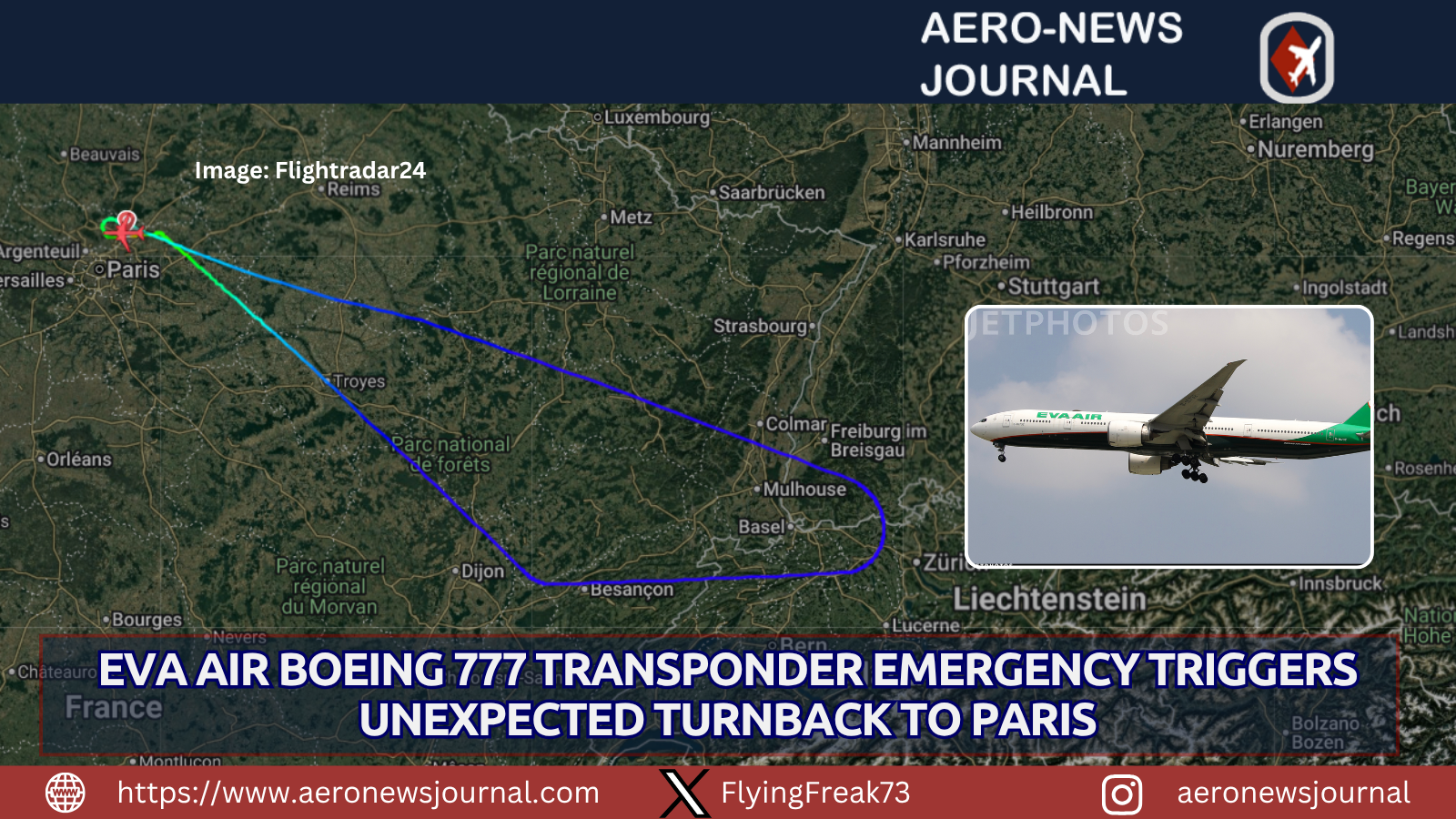 EVA Air Boeing 777 Transponder Emergency Triggers Unexpected Turnback to Paris