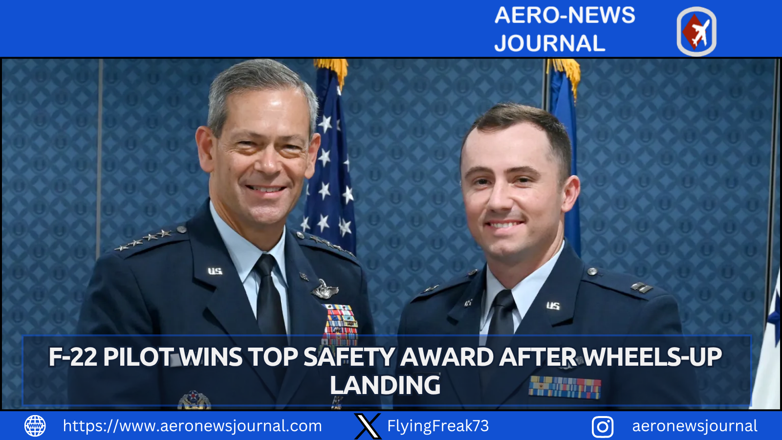 Capt. Michael Cloninger awarded Air Force Koren Kolligian Trophy for saving F-22 with wheels-up landing.