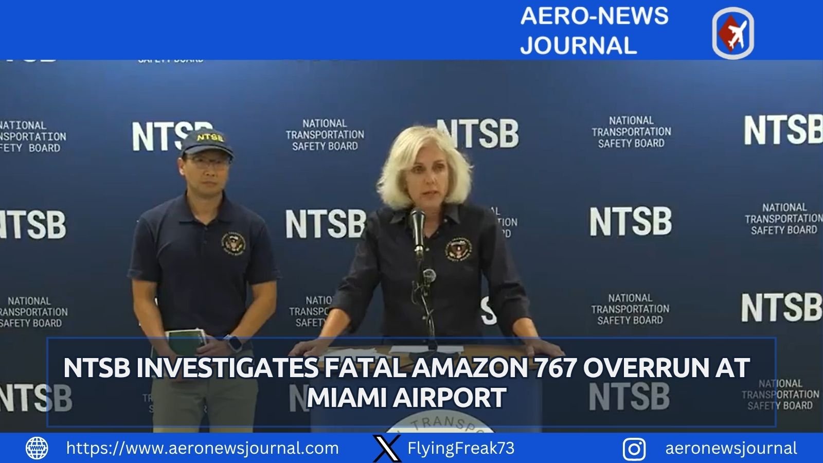 Five killed after Amazon 767 overruns Miami runway. NTSB recovers recorders and reviews EMAS safety systems.
