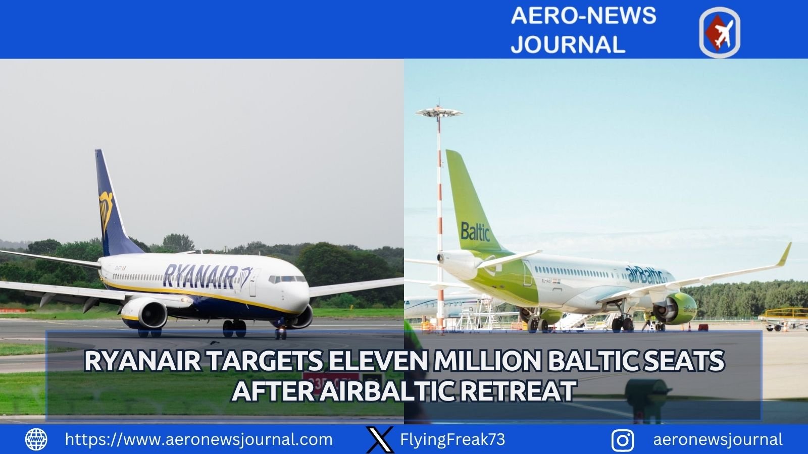 Ryanair plans 11 million Baltic seats and 16 aircraft after airBaltic bankruptcy, adding Riga winter flights.