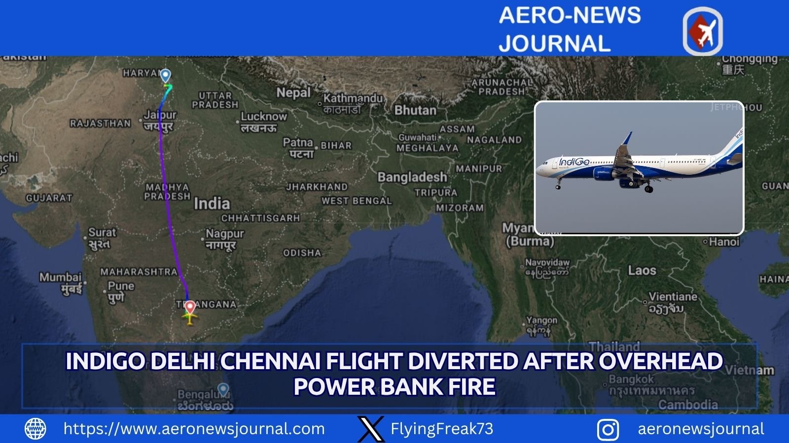 Power bank fire forces IndiGo Delhi-Chennai flight to divert to Hyderabad. Safe landing with no injuries after crew response.