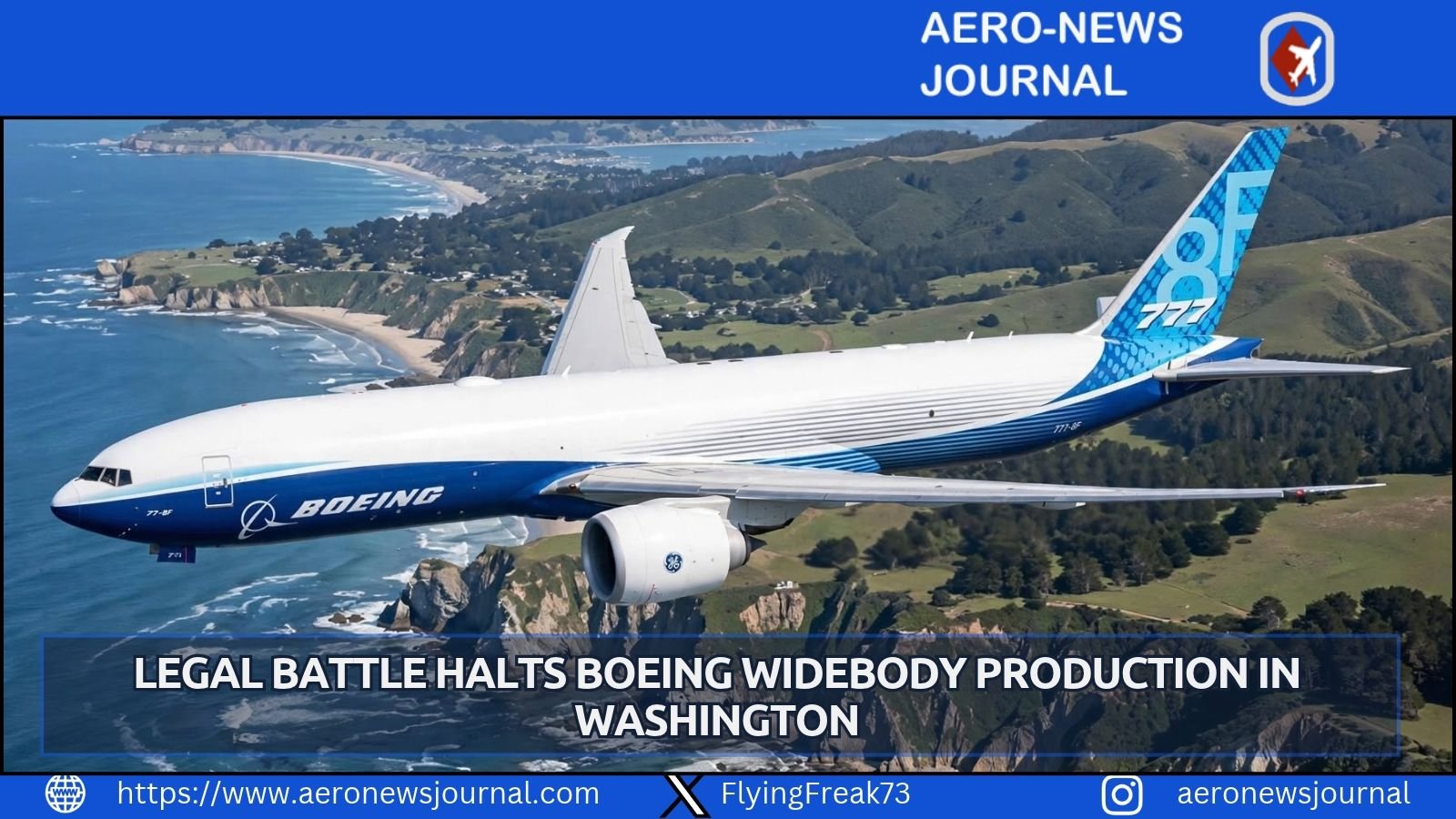 A supplier dispute over wing parts halts Boeing 777 freighter production, causing major delays at the Everett assembly facility.