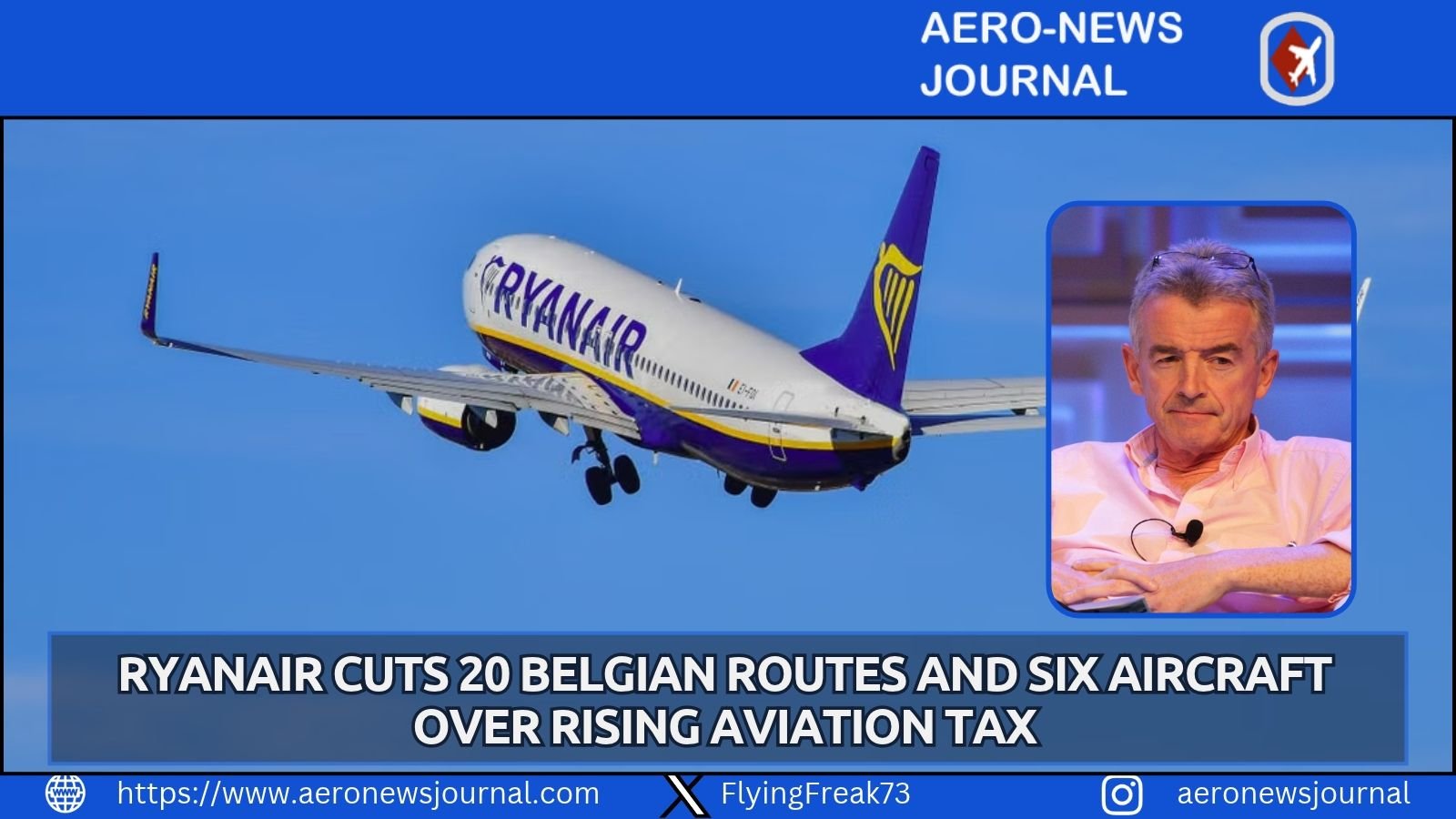 Ryanair axes 20 Belgian routes and six aircraft for Winter 2026 over a €2-to-€7 aviation tax rise, hitting Charleroi and Zaventem hard.